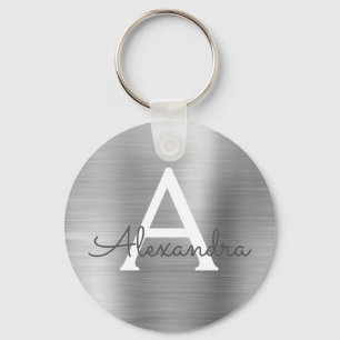 Porte-clés Monogramme en argent de luxe Faux en acier inoxyda