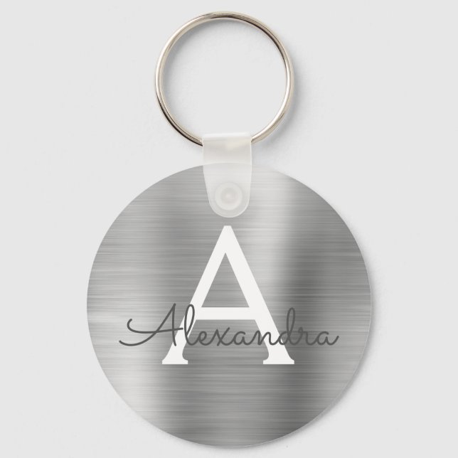 Porte-clés Monogramme en argent de luxe Faux en acier inoxyda (Recto)