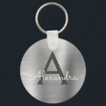 Porte-clés Monogramme en argent de luxe Faux en acier inoxyda<br><div class="desc">Luxe Argent Faux Acier Inoxydable Metallic Elegant Porte - clé. Ces Porte - clés peuvent être customisés pour inclure votre nom initial et prénom. Ces porte - clés fêtent un grand anniversaire,  une douche nuptiale ou une fête de bachelorette.</div>