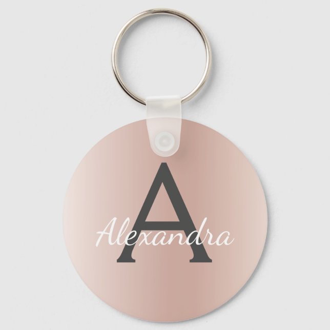 Porte-clés Monogramme en faux acier inoxydable or rose (Recto)