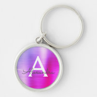 Monogramme en faux acier inoxydable rose et violet