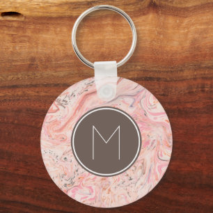 Porte-clés Monogramme en marbre gris rose