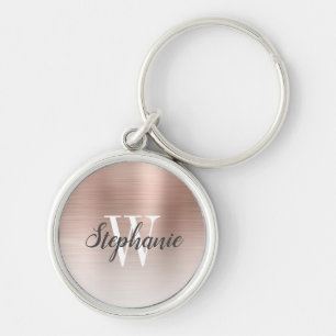 Porte-clés Monogramme en métal brossé or rose personnalisé