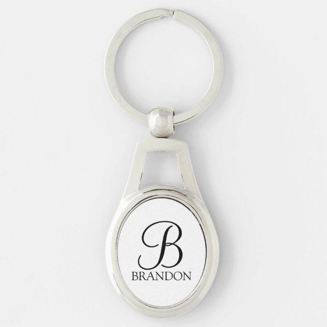 Porte-clés Monogramme et nom de script personnalisé (Devant)