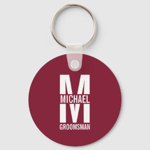 Porte-clés Monogramme et nom des Groomsmen personnalisés mode