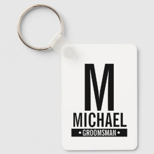Porte-clés Monogramme et nom du Groomsman personnalisé