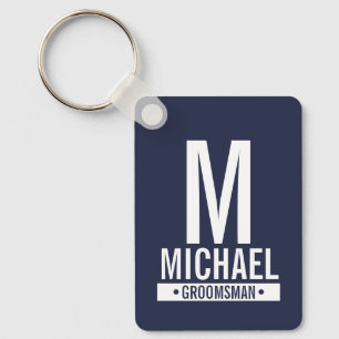 Porte-clés Monogramme et nom du Groomsman Personnalisé de la 