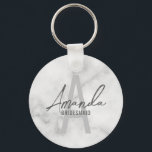 Porte-clés Monogramme et nom d'une servante d'État moderne pe<br><div class="desc">Monogramme et cadeaux de nom de Bridesmaid Ce design présente le nom de femme de pont personnalisée en gris moderne écriture script style de police et monogramme en gris clair gris moderne style de police sans serif moderne comme arrière - plan, avec des détails mariages en gris moderne style de...</div>