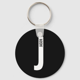 Porte-clés Monogramme et nom gras personnalisés modernes