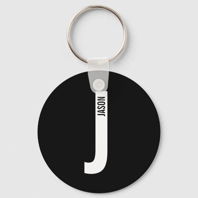 Porte-clés Monogramme et nom gras personnalisés modernes (Recto)