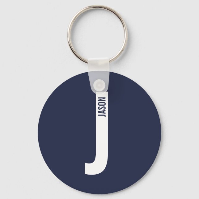 Porte-clés Monogramme et nom gras personnalisés modernes (Recto)