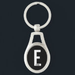 Porte-clés Monogramme et nom personnalisés gras modernes<br><div class="desc">Conception de monogramme moderne avec lettre de monogramme personnalisée "E" et nom dans un style de police sans empattement gras moderne.

Cadeau parfait pour lui,  cadeau de fête des pères,  cadeau de garçon d'honneur et plus encore.</div>