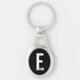 Porte-clés Monogramme et nom personnalisés gras modernes