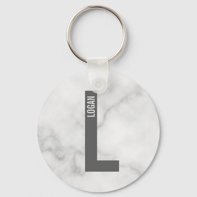 Porte-clés Monogramme et nom personnalisés gras modernes (Recto)