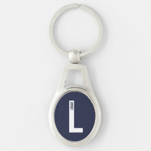 Porte-clés Monogramme et nom personnalisés gras modernes