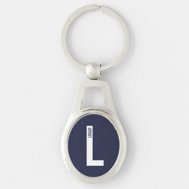 Porte-clés Monogramme et nom personnalisés gras modernes (Devant)