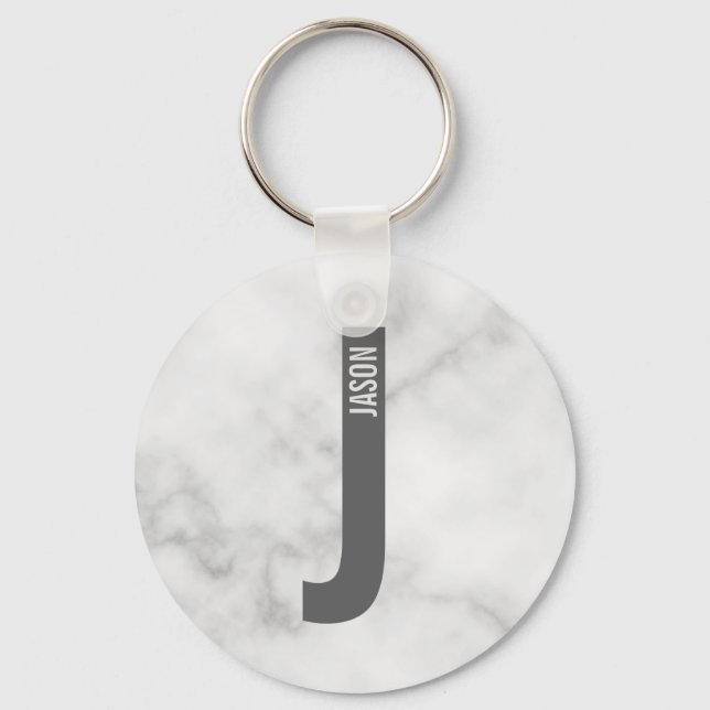 Porte-clés Monogramme et nom personnalisés gras modernes (Recto)