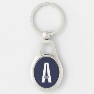 Porte-clés Monogramme et nom personnalisés gras modernes