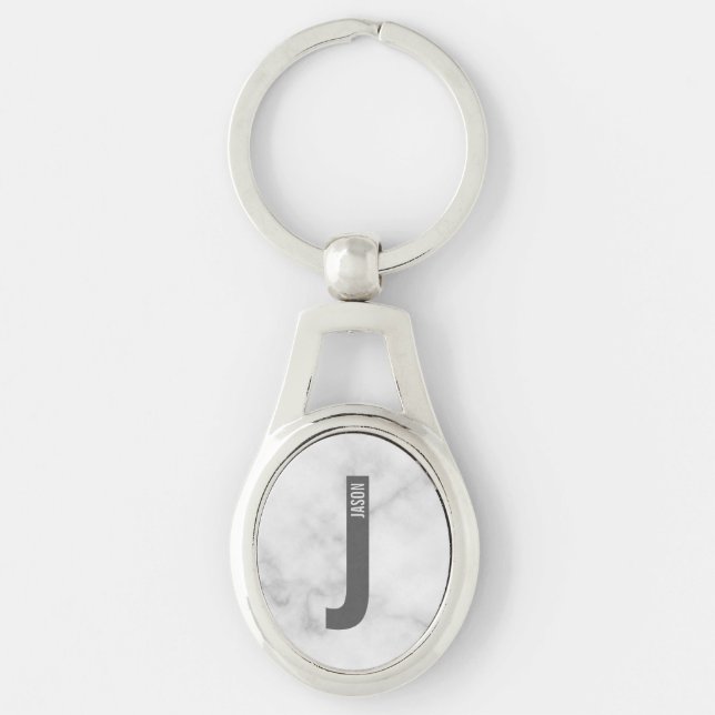 Porte-clés Monogramme et nom personnalisés gras modernes (Devant)