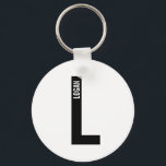 Porte-clés Monogramme et nom personnalisés gras modernes<br><div class="desc">Conception de monogramme moderne avec lettre de monogramme personnalisée "L" et nom en style de police sans empattement gras moderne.

Cadeau idéal pour lui,  cadeau pour la fête des pères,  cadeau pour garçon d'honneur et plus encore.</div>