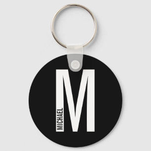 Porte-clés Monogramme et nom personnalisés modernes