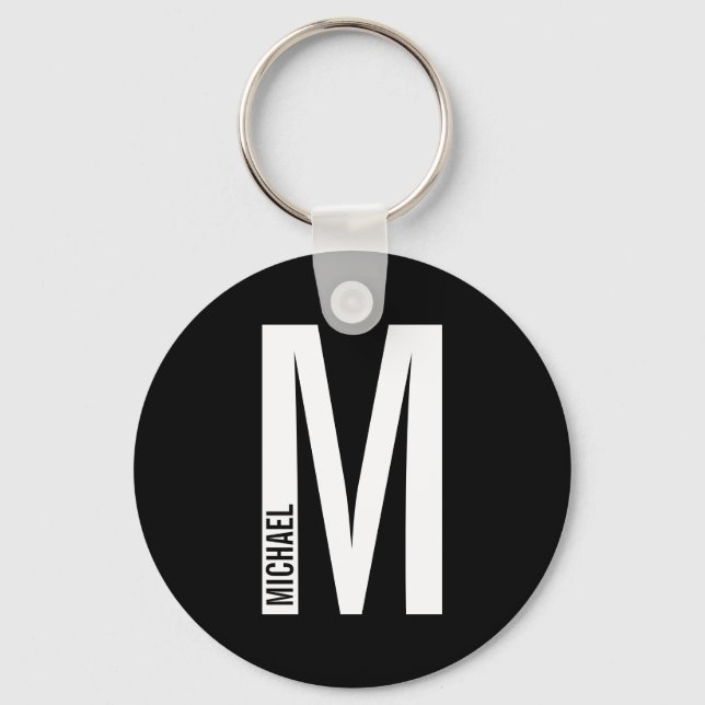 Porte-clés Monogramme et nom personnalisés modernes (Recto)