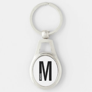 Porte-clés Monogramme et nom personnalisés modernes