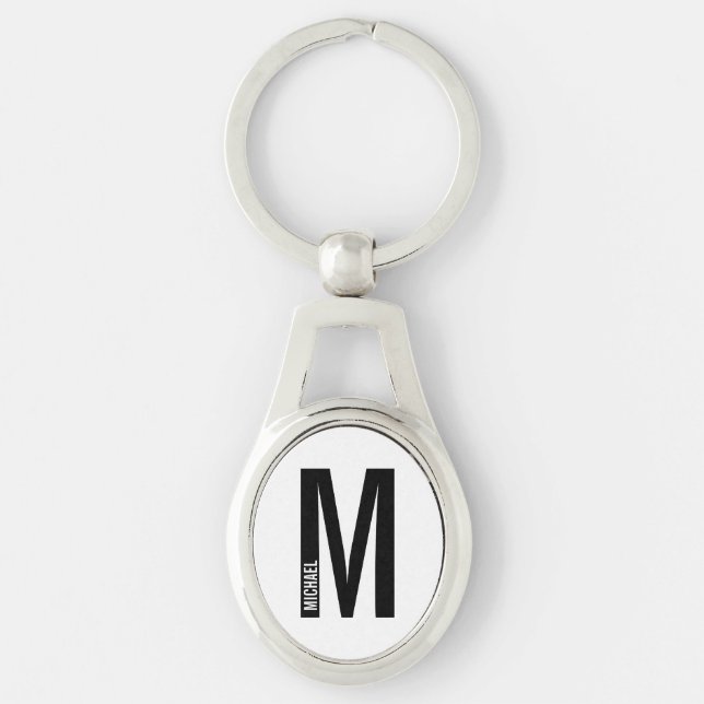 Porte-clés Monogramme et nom personnalisés modernes (Devant)