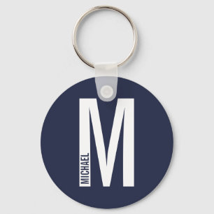 Porte-clés Monogramme et nom personnalisés modernes
