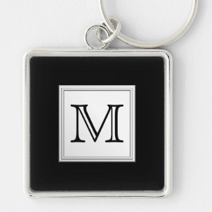 Porte-clés Monogramme fait sur commande imprimé. Gris noir e