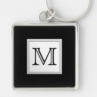 Porte-clés Monogramme fait sur commande imprimé. Gris noir et