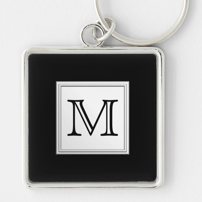 Porte-clés Monogramme fait sur commande imprimé. Gris noir et (Devant)
