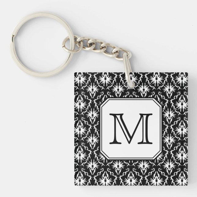 Porte-clés Monogramme fait sur commande. Modèle noir et blanc (Devant)
