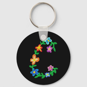 Porte-clés Monogramme floral "C "