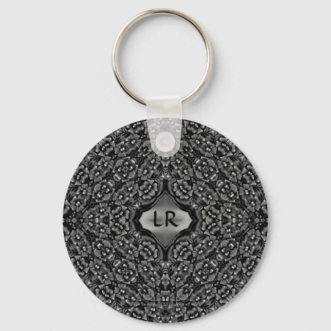 Porte-clés monogramme floral kaléidoscope (Recto)
