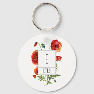 Porte-clés Monogramme floral Porte - clé initial Fleurs de pa
