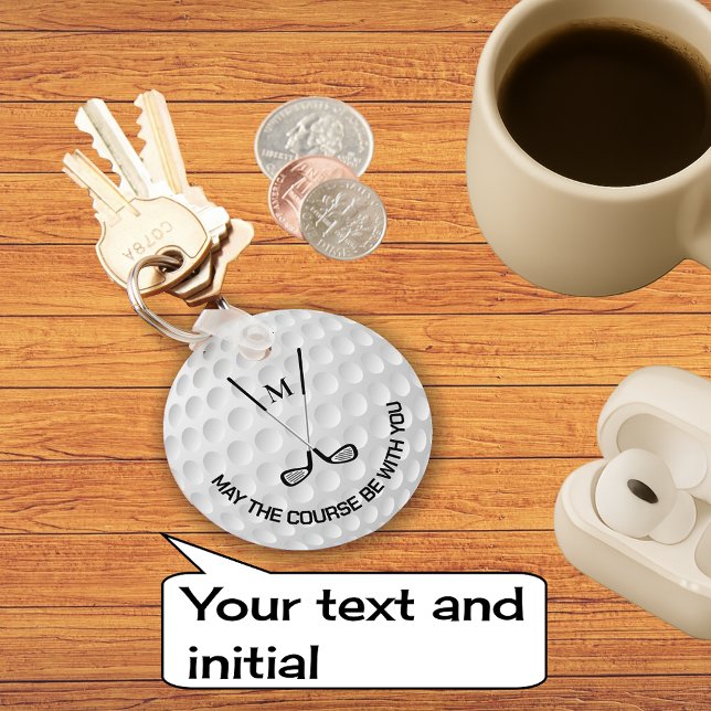 Porte-clés Monogramme golf croisé clubs texte personnalisé (Personalize)
