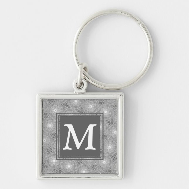Porte-clés Monogramme gris cercles motif (Devant)
