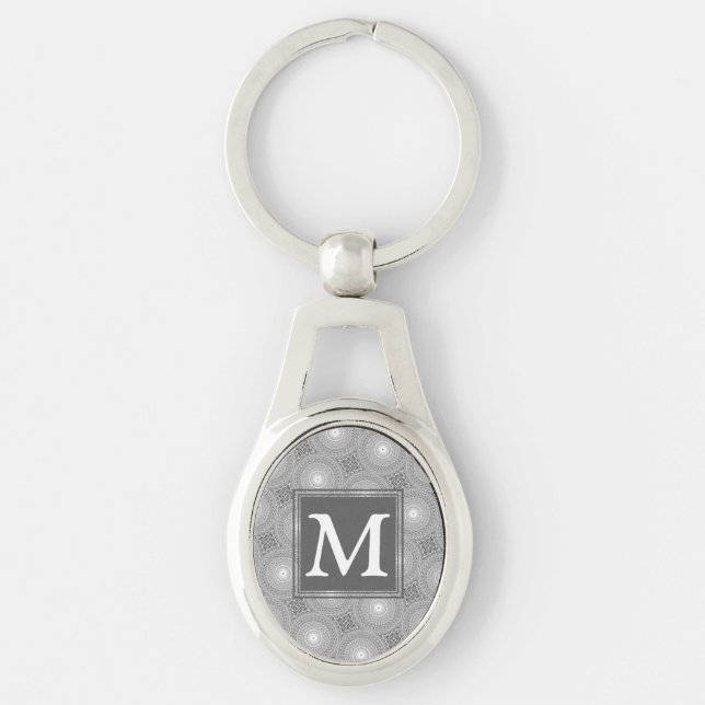 Porte-clés Monogramme gris cercles motif (Devant)