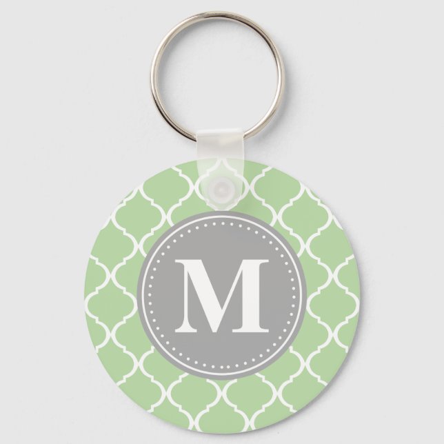 Porte-clés Monogramme Gris de lattice marocain (Recto)
