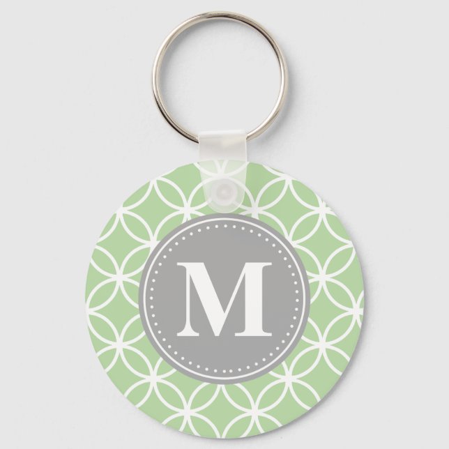 Porte-clés Monogramme gris vert à la menthe des cercles géomé (Recto)