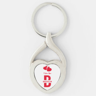 Porte-clés Monogramme Heureuse Sainte-Valentin Blanc Rouge Hi