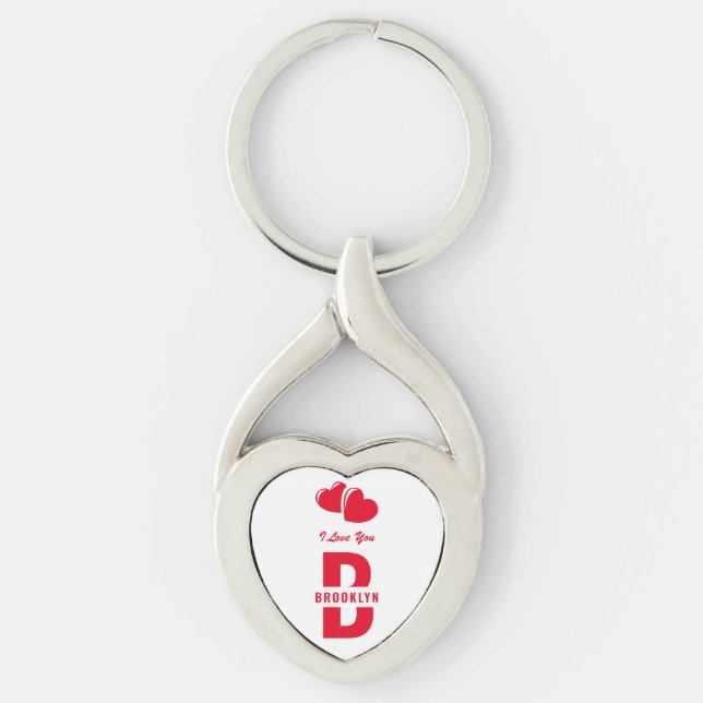 Porte-clés Monogramme Heureuse Sainte-Valentin Blanc Rouge Hi (Devant)