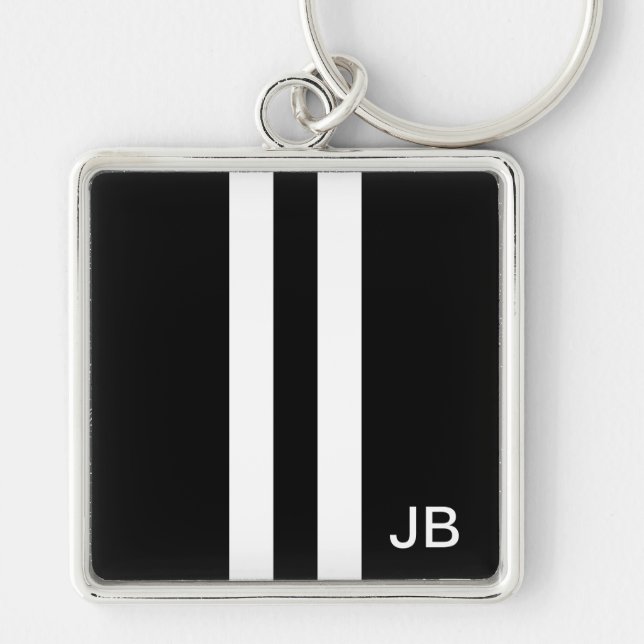Porte-clés Monogramme Hommes à rayures noir et blanc (Devant)