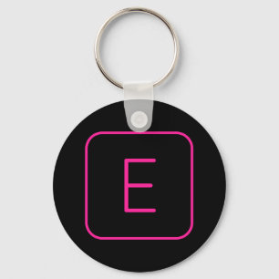Porte-clés Monogramme Initial De Style Moderne   Rose Et Noir