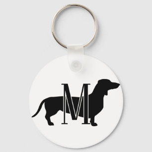 Porte-clés Monogramme Initial J'Aime Les Dachshunds Silhouett