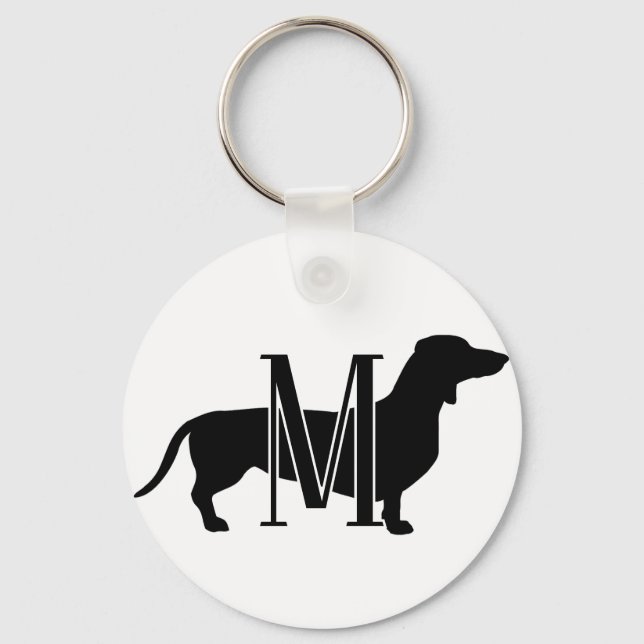 Porte-clés Monogramme Initial J'Aime Les Dachshunds Silhouett (Recto)