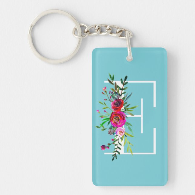 Porte-clés Monogramme initial lettre E couleur personnalisée  (Devant)