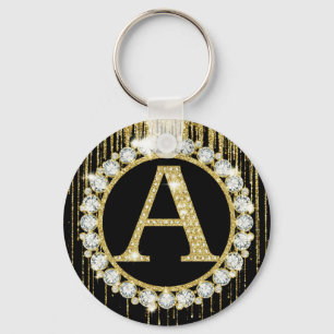 Porte-clés Monogramme Initiale Personnalisée avec Dégoulinade