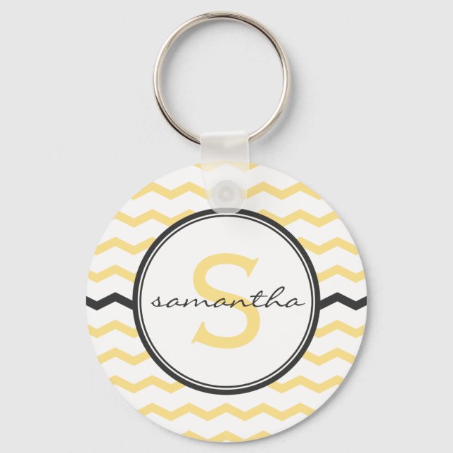 Porte-clés Monogramme jaune Chevron (Recto)